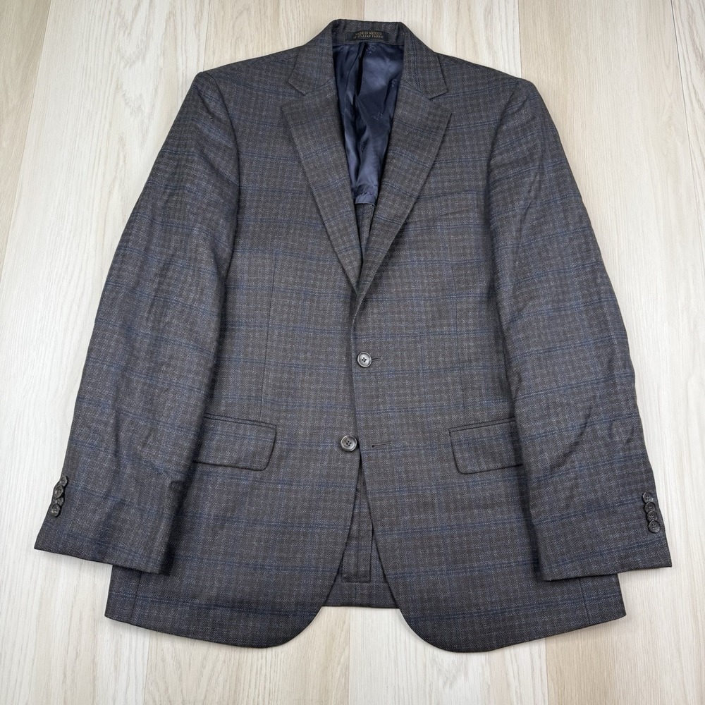 Jos. A Bank Reserve Men's Cashmere Merino Wool E. Thomas Brown Plaid Blazer 38R